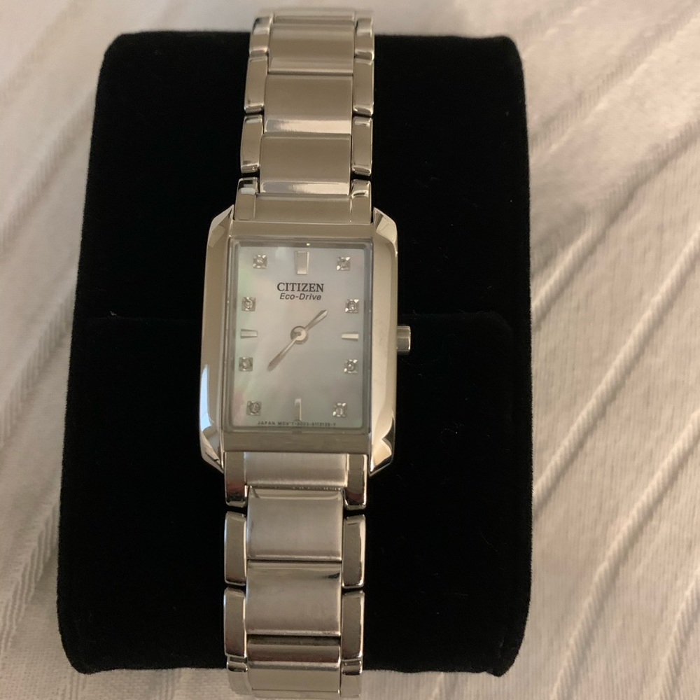 Citizen mother of pearl silver band watch